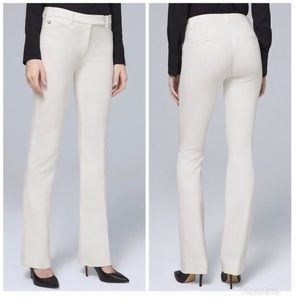 White House Black Market slim boot pants in Ecru, size 12R.